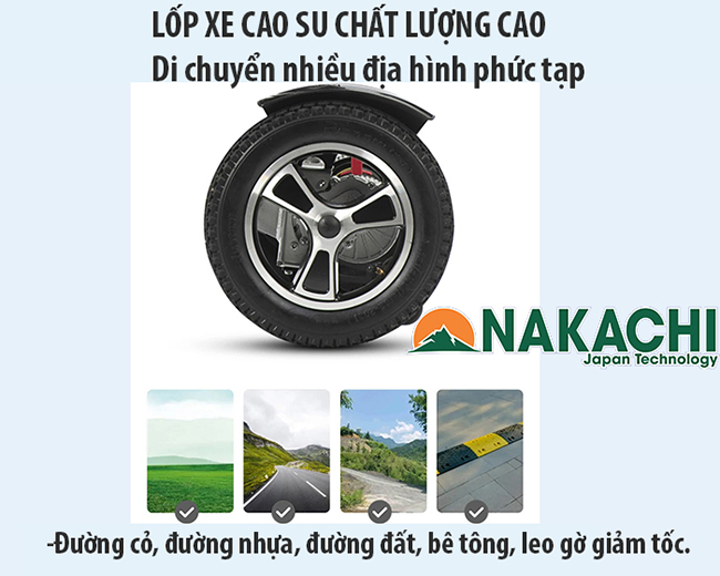 địa hình di chuyển đa dang của Xe Lăn Điện Đa Năng Nakachi NC-001K